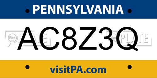 AC8Z3Q Pennsylvania License Plate