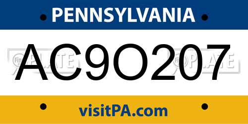 AC9O207 Pennsylvania License Plate