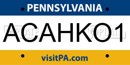 ACAHKO1 Pennsylvania License Plate