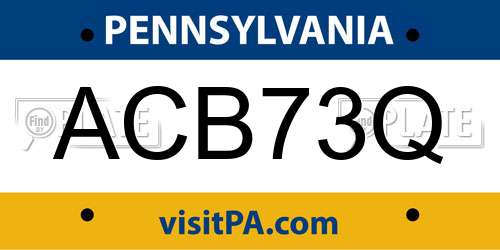 ACB73Q Pennsylvania License Plate
