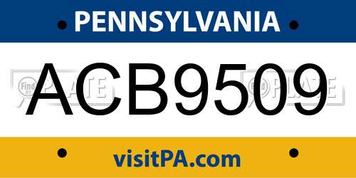 ACB9509 Pennsylvania License Plate