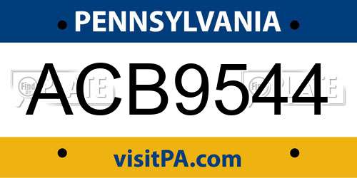 ACB9544 Pennsylvania License Plate