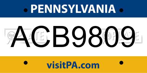 ACB9809 Pennsylvania License Plate