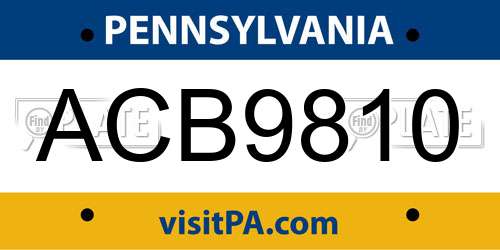 ACB9810 Pennsylvania License Plate