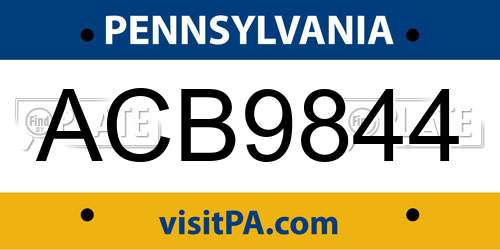ACB9844 Pennsylvania License Plate