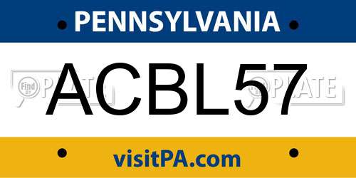 ACBL57 Pennsylvania License Plate