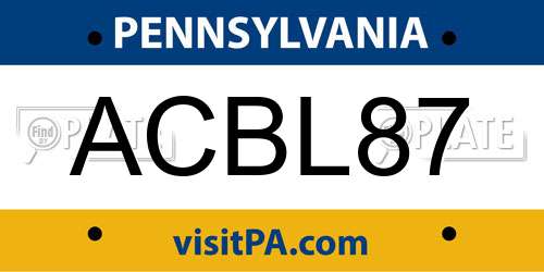 ACBL87 Pennsylvania License Plate