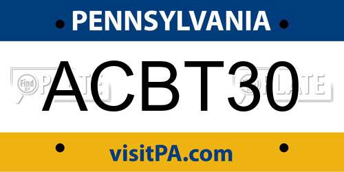 ACBT30 Pennsylvania License Plate