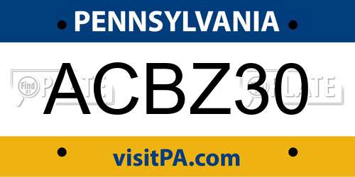 ACBZ30 Pennsylvania License Plate