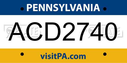 ACD2740 Pennsylvania License Plate