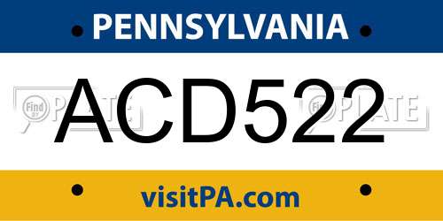 ACD522 Pennsylvania License Plate