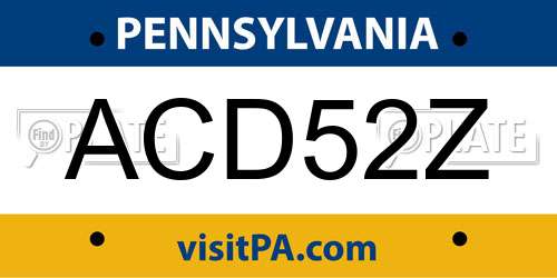 ACD52Z Pennsylvania License Plate