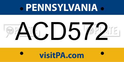ACD572 Pennsylvania License Plate