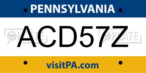 ACD57Z Pennsylvania License Plate