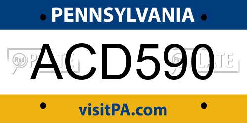 ACD590 Pennsylvania License Plate