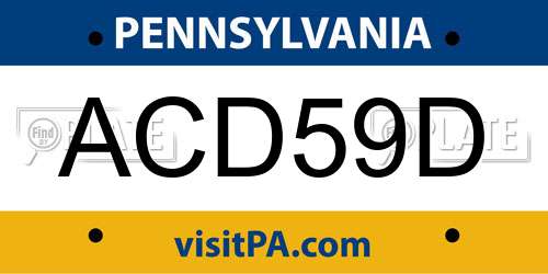 ACD59D Pennsylvania License Plate
