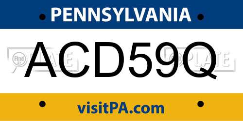 ACD59Q Pennsylvania License Plate
