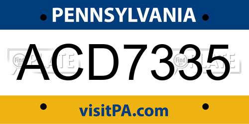 ACD7335 Pennsylvania License Plate