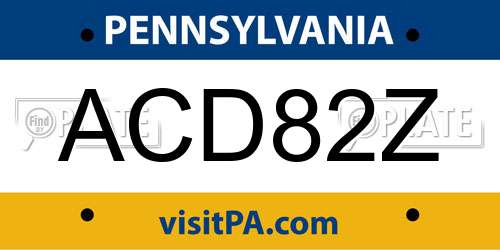 ACD82Z Pennsylvania License Plate