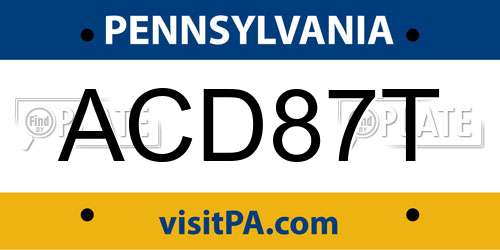 ACD87T Pennsylvania License Plate