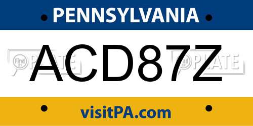 ACD87Z Pennsylvania License Plate