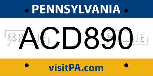 ACD890 Pennsylvania License Plate