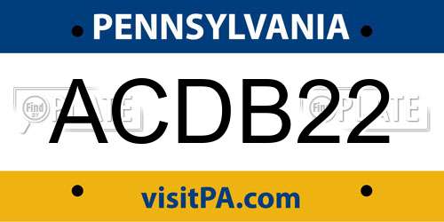 ACDB22 Pennsylvania License Plate