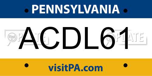 ACDL61 Pennsylvania License Plate