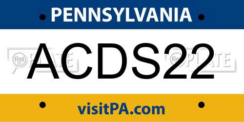 ACDS22 Pennsylvania License Plate