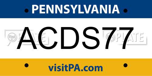 ACDS77 Pennsylvania License Plate