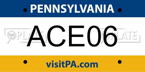 ACE06 Pennsylvania License Plate