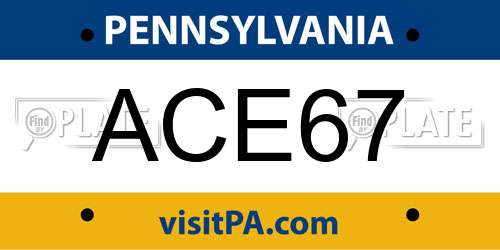 ACE67 Pennsylvania License Plate