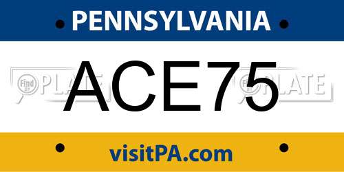 ACE75 Pennsylvania License Plate