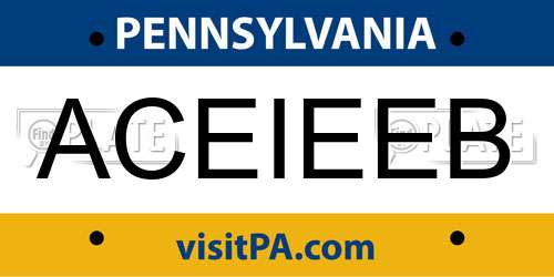 ACEIEEB Pennsylvania License Plate