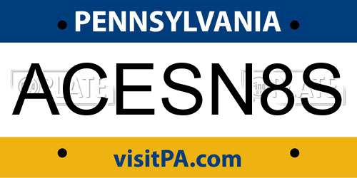 ACESN8S Pennsylvania License Plate