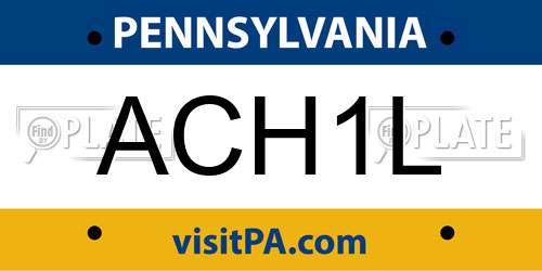 ACH1L Pennsylvania License Plate