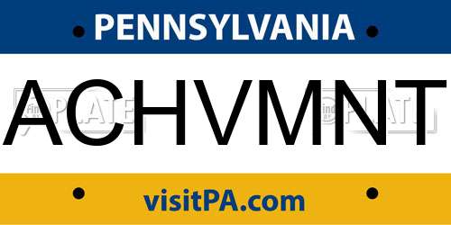 ACHVMNT Pennsylvania License Plate