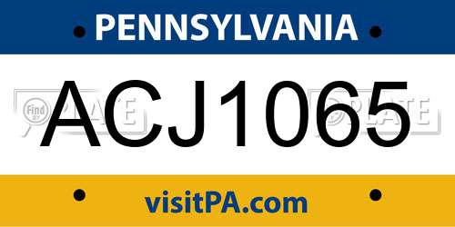 ACJ1065 Pennsylvania License Plate