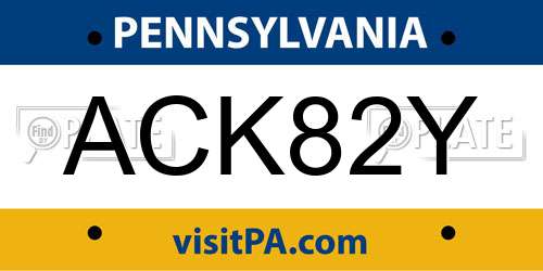 ACK82Y Pennsylvania License Plate
