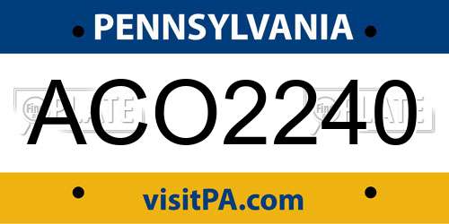 ACO2240 Pennsylvania License Plate
