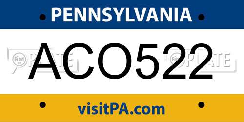 ACO522 Pennsylvania License Plate
