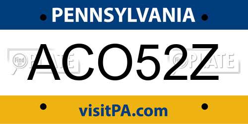 ACO52Z Pennsylvania License Plate