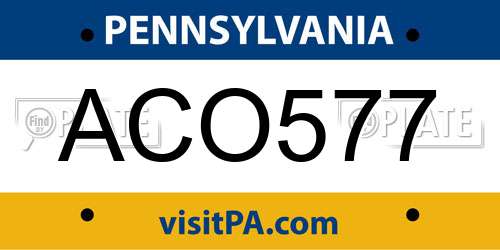 ACO577 Pennsylvania License Plate