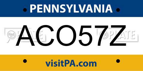 ACO57Z Pennsylvania License Plate