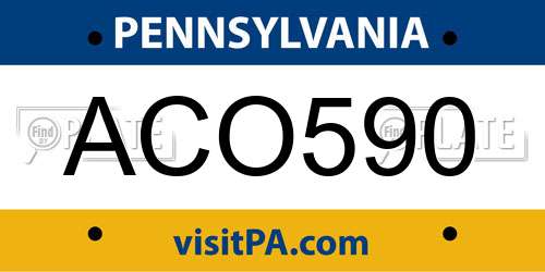 ACO590 Pennsylvania License Plate