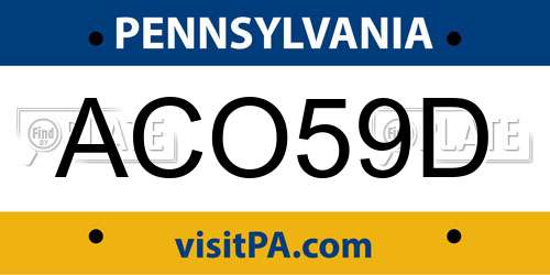 ACO59D Pennsylvania License Plate