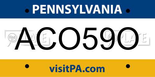 ACO59O Pennsylvania License Plate