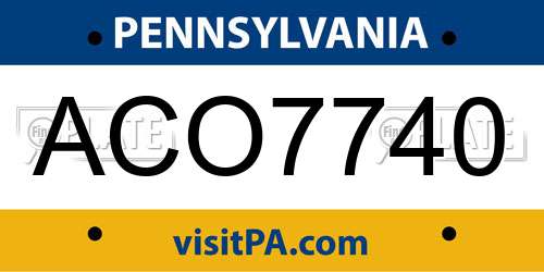 ACO7740 Pennsylvania License Plate
