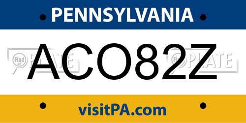 ACO82Z Pennsylvania License Plate