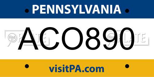 ACO890 Pennsylvania License Plate